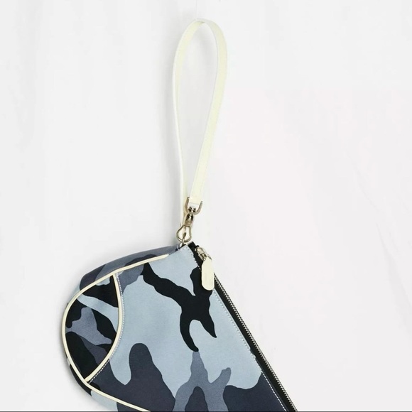 Vintage Dior Blue Camouflage Y2K John Galliano Mini Saddle Handbag - Picture 5 of 11